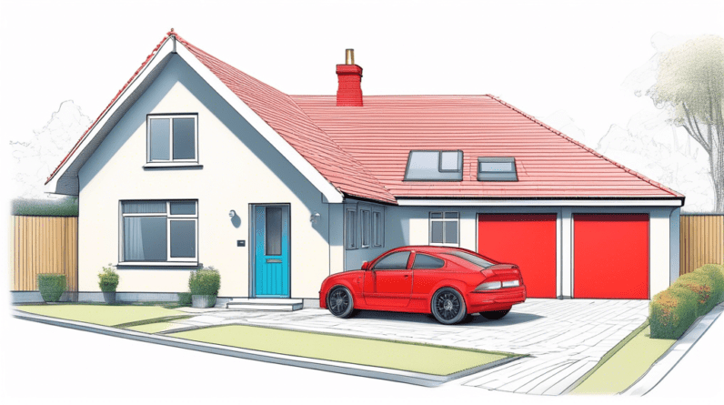 Planning application for three-bedroom garage conversion rejected 1 A detached garage with a red REJECTED stamp over a planning application showing blueprints for a three-bedroom home.